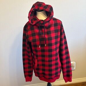 Red and Black Plaid Hoodie